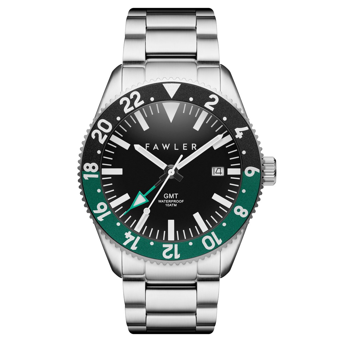 Métier II | Groen Roestvrijstalen GMT-Horloge