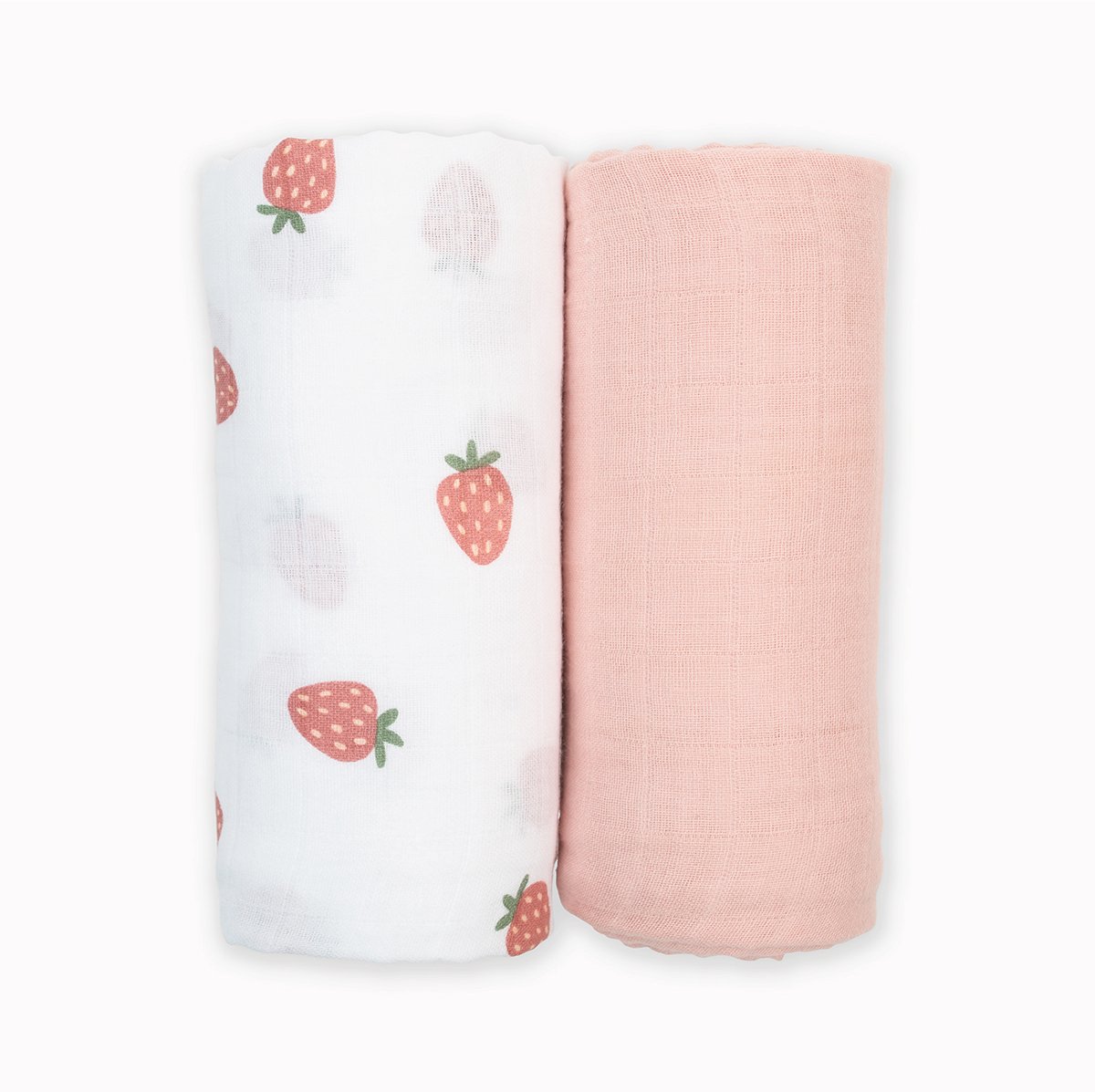 Lulujo - Hydrofiele Doek - Swaddle - Katoen - 100x100 cm - 2-pack - Strawberries & Pink - Kraamcadeaus - Babydekens - Babycadeaus - Tetradoeken - Zwangerschapscadeau