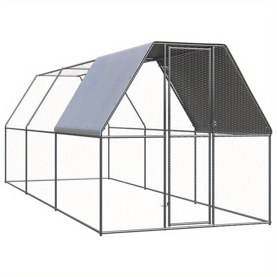 Herrselsam Kippenren buitenren XL, 3 x 2 x 2 m, met slot van verzinkt staal en waterdichte PE-kleurdoek, dierenhok, snel te reinigen, veel ruimte voor kippen