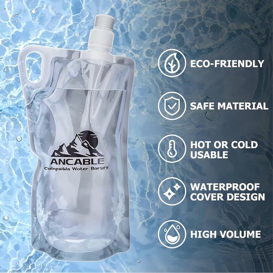 5pcs 2l Opvouwbare Watercontainertas, Noodwaterkruikcontainertas, Invriesbaar, Bpa-vrij Plastic Waterdragertank, Opvouwbare Watercontainers Voor Kamperen Wandelrugzak Picknick