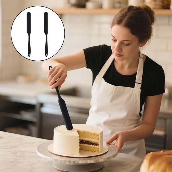 U-Taste Siliconen spatel: hittebestendig tot 315 °C met lange en dunne handgreep voor het schrapen van sauzen, roeren van zuurdesemstarters