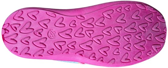 Roze zool met hartjespatroon voor pantoffels met Paw Patrol-print.