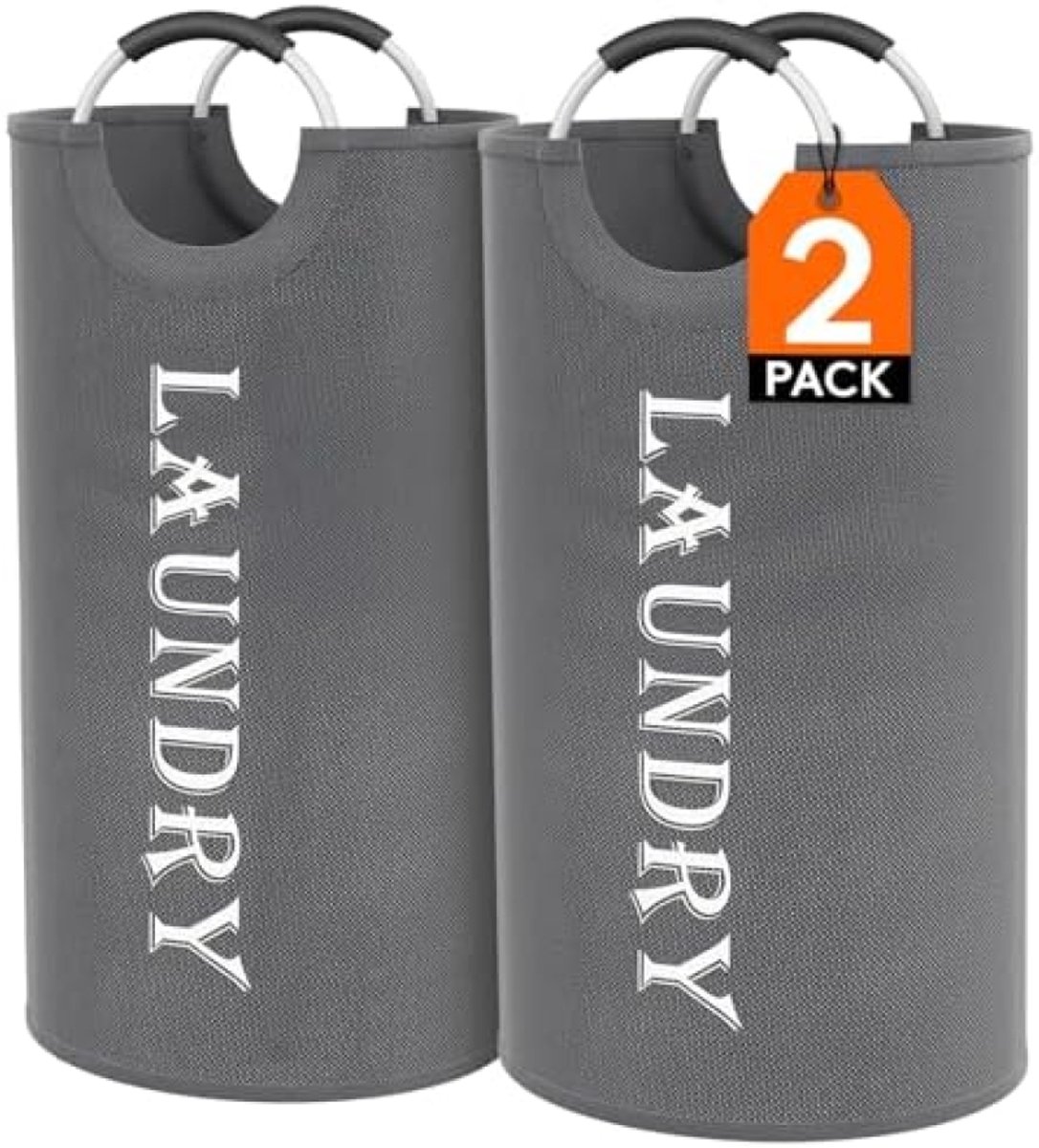 PromoHome Opvouwbare Wasmand 100 Liter - Grijs Met Aluminium Handvatten