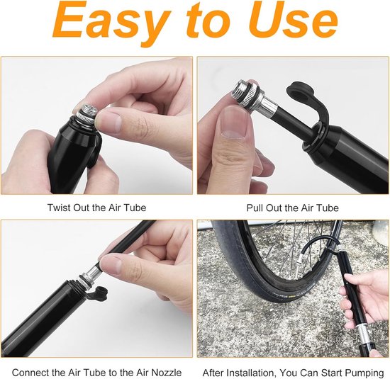 Mini Fietspomp 120 psi - Compatibel met Presta en Schrader Ventielen - Handpompen voor Fietsen — afbeelding 3