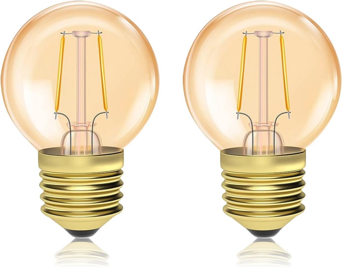 E27 Golfballamp Warmwit 1,5W LED Lamp - 2 Stuks