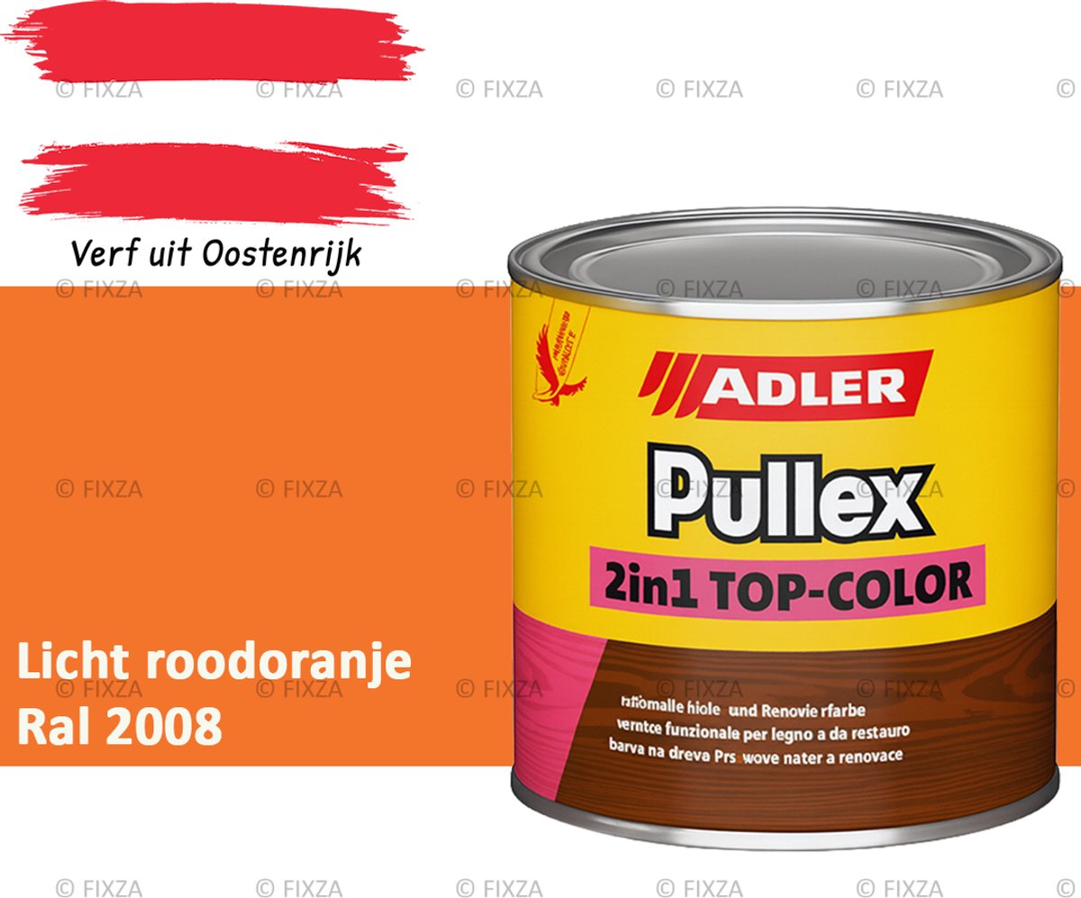 ADLER Pullex 2in1 Top-Color – Licht roodoranje – 2,5 Liter – Dekkende Houtverf Buiten – Zijdemat
