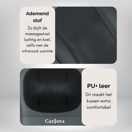 Zwarte ademende stof en PU-leer op een grijs massagekussen.
