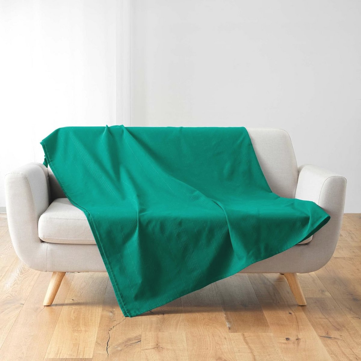 Effen Plaid 220 x 240 cm in Smaragd Groen