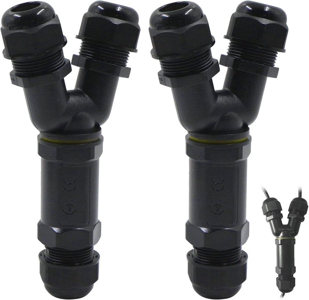 Waterdichte kabelaansluitdoos voor buitengebruik - 3-polige verbindingsmof voor kabels 10-14 mm (2 stuks)