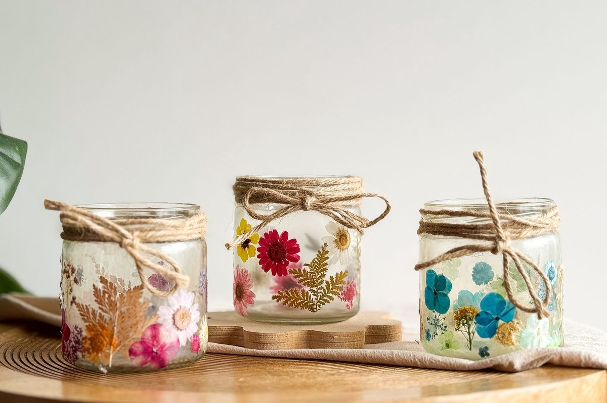 DIY Waxinelicht droogbloemen met waxinelichten - Hobbypakket - Droogbloemen pakket - Knutselen voor volwassenen - Little Creations
