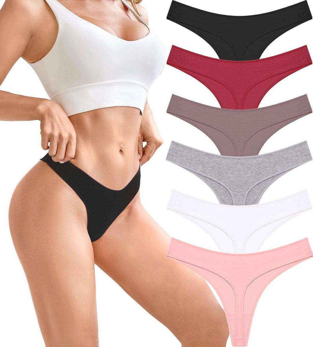 Dames String Tanga Set - 6-Pack Katoenen Ondergoed - Comfortabele en Sexy Onderbroeken