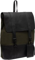 Beocca Finn Rugzak Leer en Canvas Dames Heren - Laptoptas 17 inch - Lichtgewicht Laptop Rugtas met Gevoerd Laptopvak - Plantaardig Gelooid Leer - 25 liter - Groen