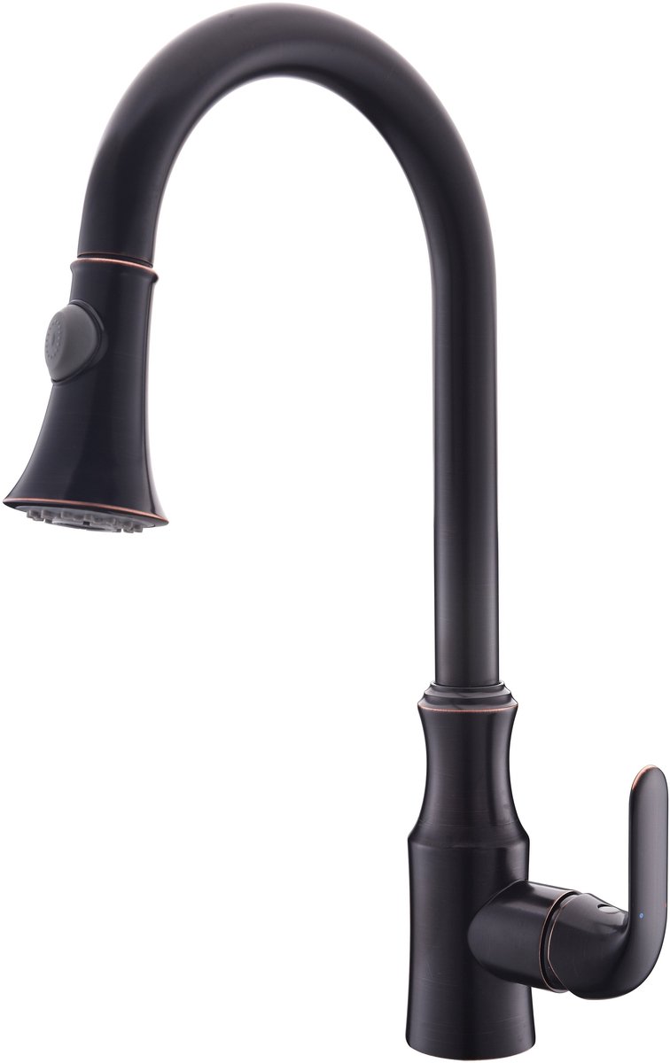 Hudor Keukenkraan met Uittrekbare Uitloop - ORB Afwerking - Chrémétès Collectie 605 - Draaibare Sproeikop - Ergonomisch Design