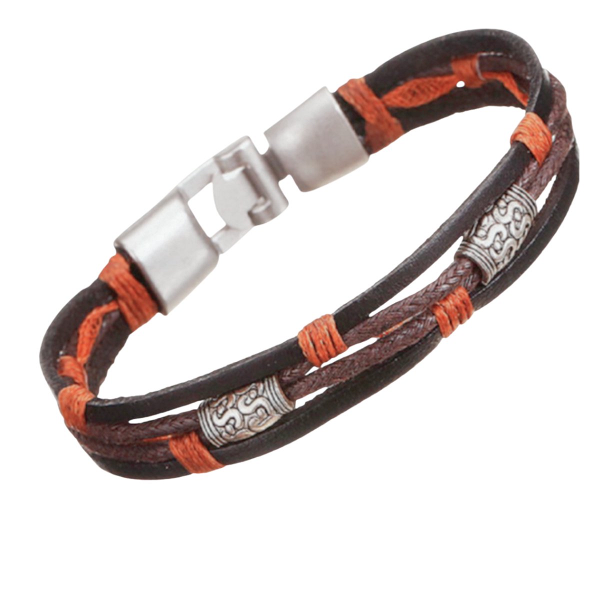 Herenarmband -Tibetaans- Bruin -20 cm- Charme Bijoux