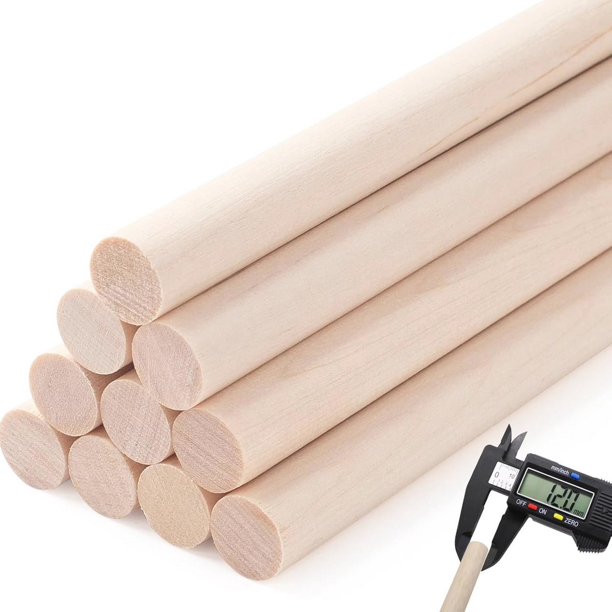 Houten Deuvelstangen 1/2 x 15 - 10 Stuks voor Ambachten en Knutselen