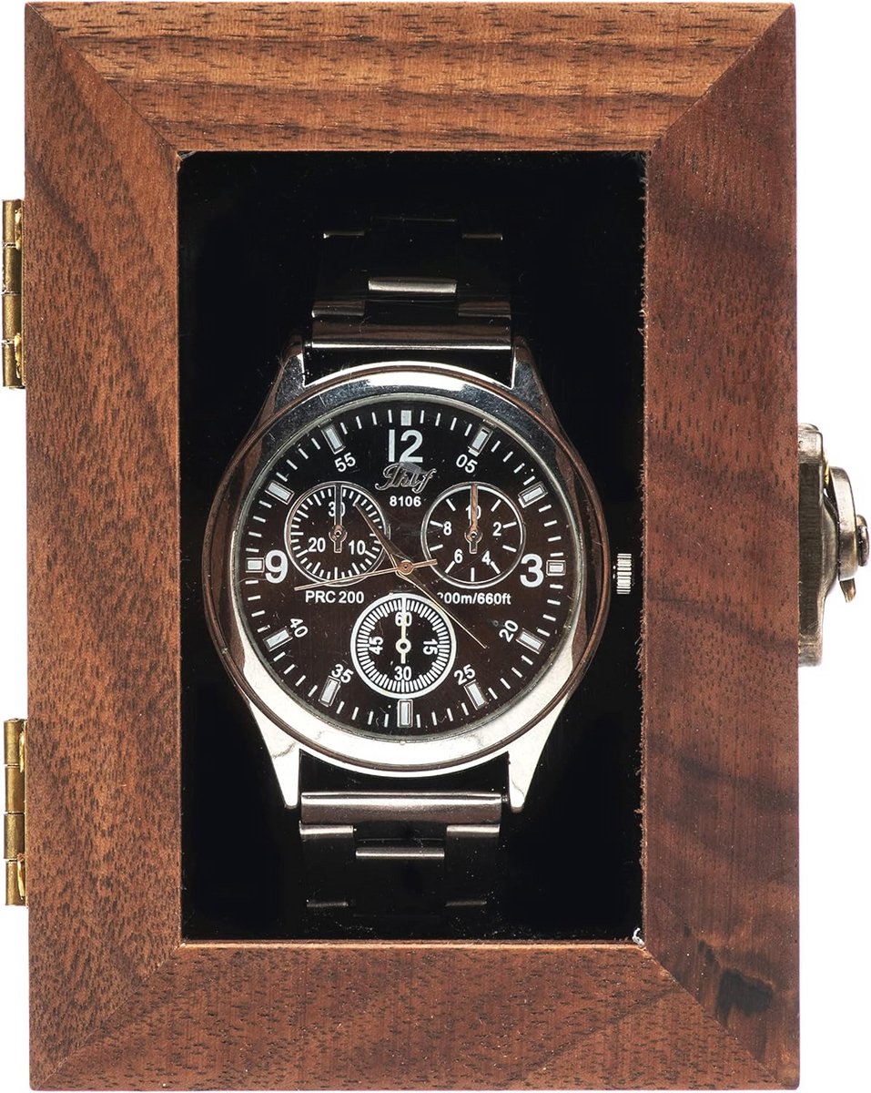 Enkele Walnoot Houten Horloge Geschenkdoos - Vintage Sieraden Opslag Travel Case Organizer voor Mannen en Vrouwen