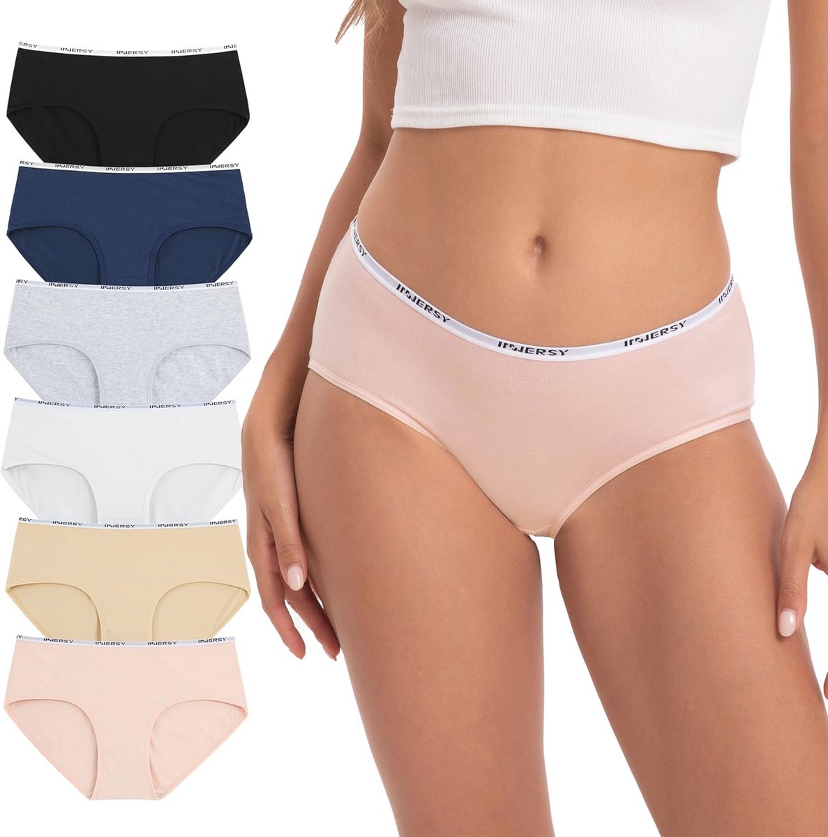 Dames Stretch Katoen Slips Midden Taille - 6 Stuks Ondergoed voor Vrouwen