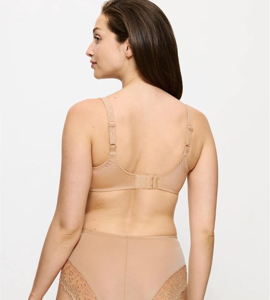 Nude beha van achteren gezien, met een gestippeld patroon op de bandjes.