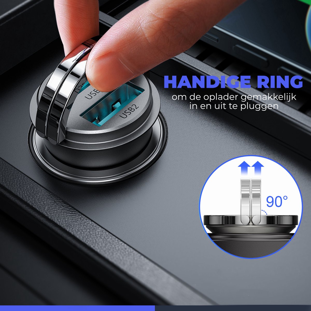 Wegman 45W Autolader 2x USB-A Snellader QC3.0 thumbnail 2