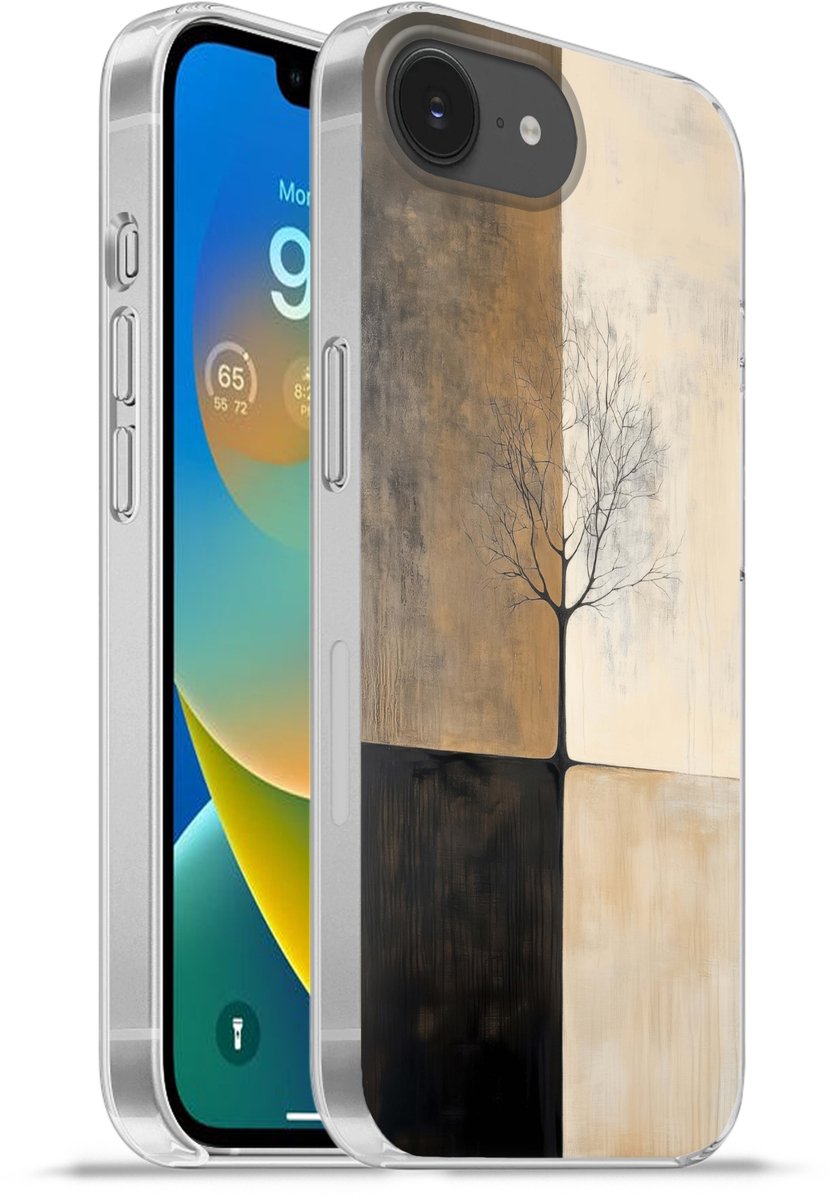 Telefoonhoesje Geschikt voor iPhone 16e hoesje - Boom - Vlakken - Takken - Kleurverloop - Siliconen Telefoonhoesje Telefoonhoesje