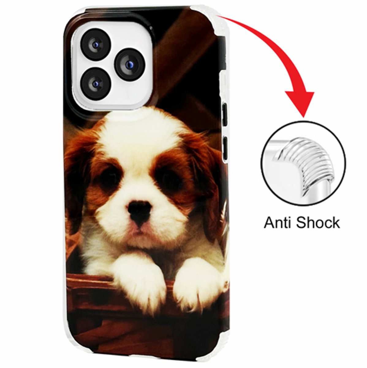 Telefoonhoesje Geschikt voor iPhone 14 Pro - Back Cover - Hond Printje - Achterkantje