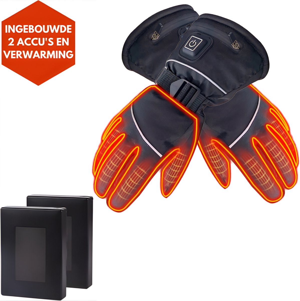 JustValue Verwarmde Handschoenen met Accu Pro – Maat L – 5000mAh Elektrische – Handwarmer – Water- en Windafstotend – Heren – Zwart