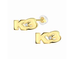 K3 - zilveren oorbellen - goldplated oorstekers - kristal - 6 mm