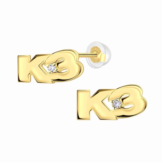 K3 - Boucles d'oreilles en argent - Puces plaquées or - Cristal - 6 mm