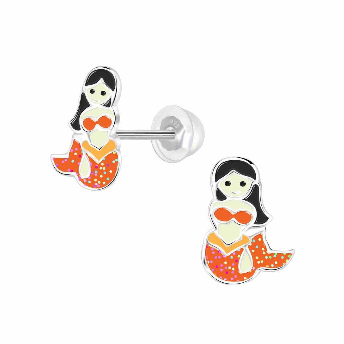 WeLoveSilver - K3 oorstekers - zilveren zeemeermin - glitters