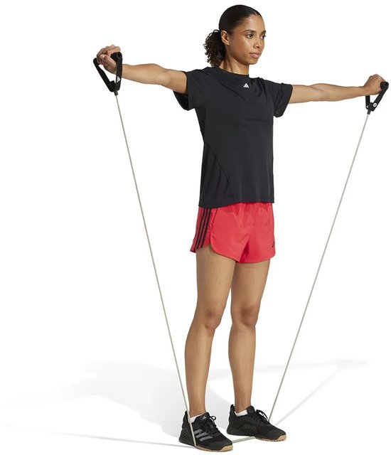 Short d'entraînement tissé taille haute adidas Performance Pacer 3 bandes - Femme - Rouge - XS 13 cm