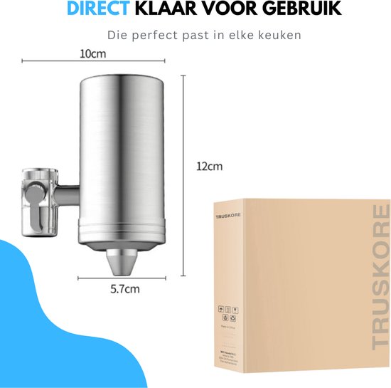 Filtre à eau pour robinet Truskore - Adoucisseur d'eau - Détartrant - Purificateur d'eau - Robinet - Filtre inclus