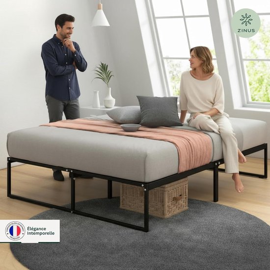 Zinus Justin Bed 140 x 190 cm – 36 cm hoog met opbergruimte onder het bed – platform bed van metaal – zwart Zinus Justin Bed 140 x 190 cm – 36 cm hoog met opbergruimte onder het bed – platform bed van metaal – zwart