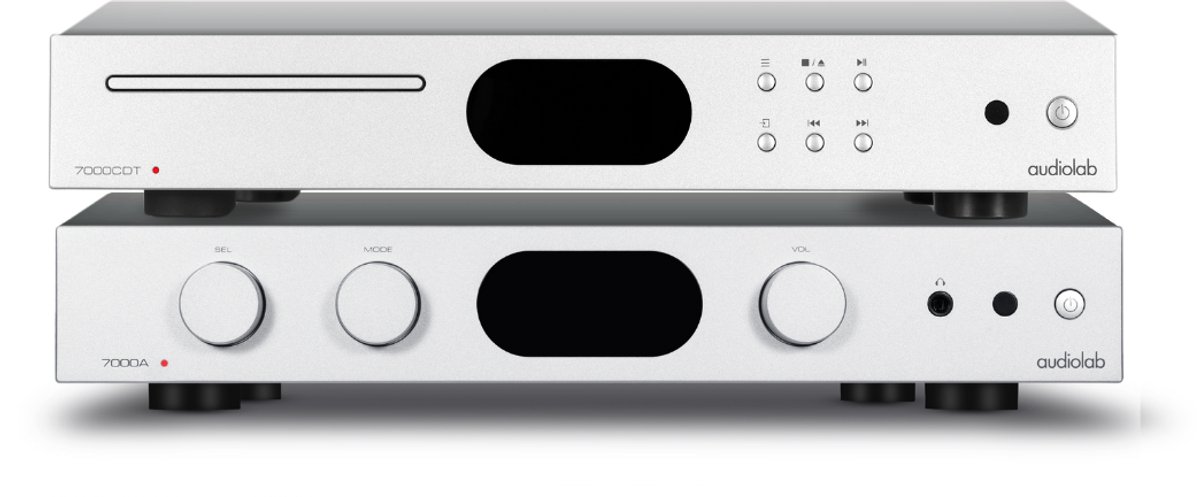 Audiolab 7000A met 7000CDT Hifi Stereo Set – Versterker Audio – CD Speler – 2x 110 W – met DAC & Phono – Voor CD, TV (HDMI ARC) & Streaming – Zilver