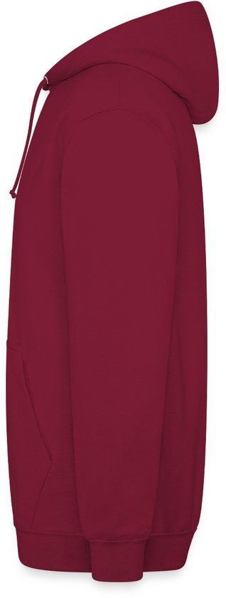 Wijnrode hoodie, zijaanzicht.
