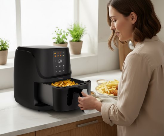 Tomado TAF3010B - Airfryer - Heteluchtfriteuse - 3 liter inhoud - Digitaal display - 300 gr friet