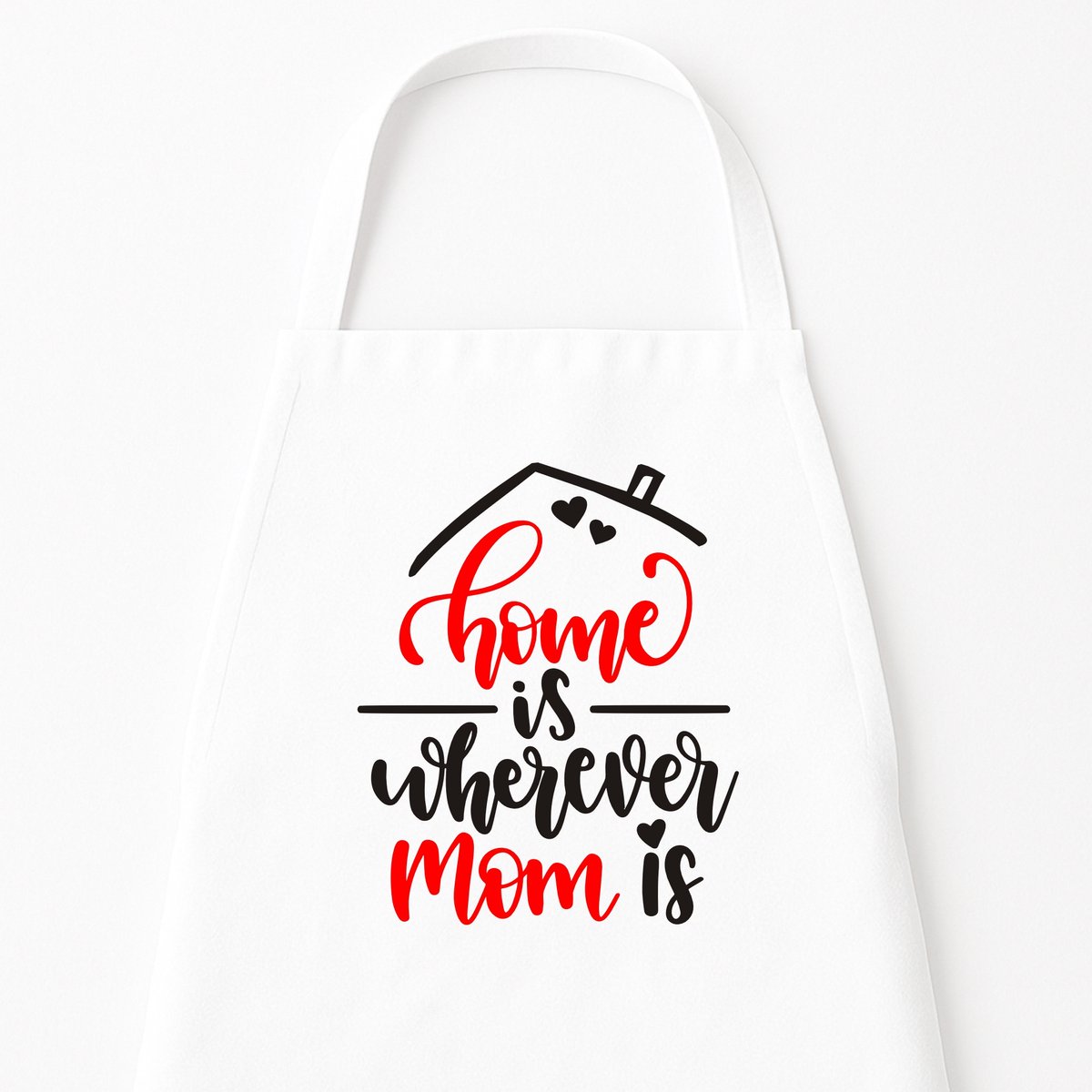 Keukenschort "Home is wherever Mom is" | Moederdag Cadeau | Kerst & Sinterklaas voor Mama | Wit