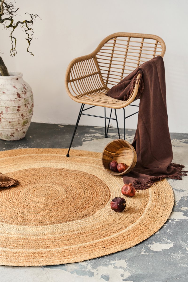 Tapiso Jute Rond Vloerkleed Natuurlijk Boho Tapijt Handgeweven Beige Natuurvezel Kleed voor Woonkamer en Slaapkamer, foto 6