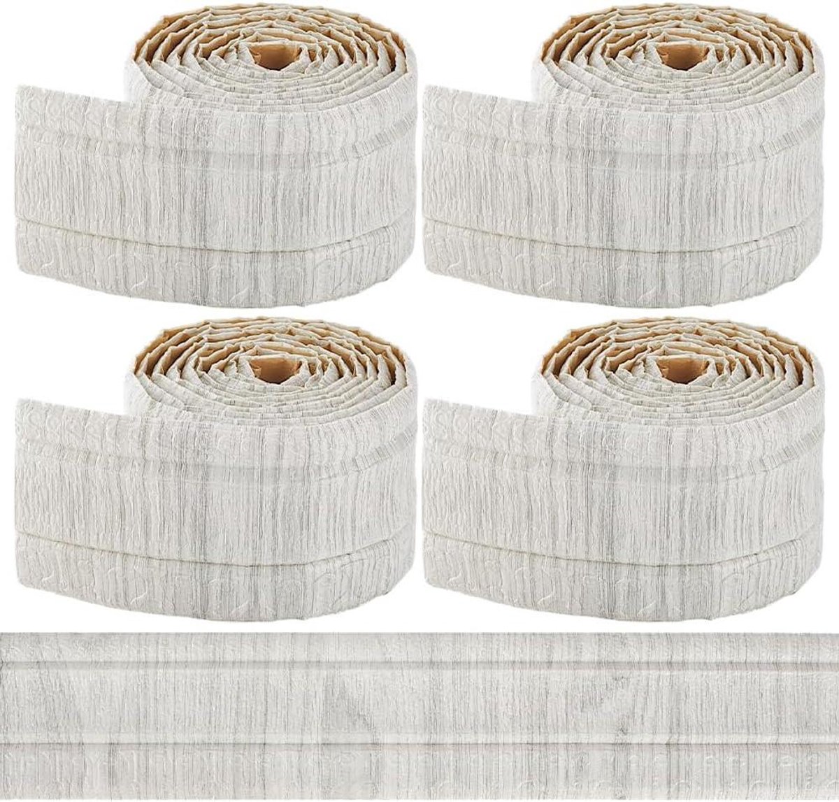 CSGoods - Behang Grens Kroon Molding Beige Eiken Houtnerf Zelfklevend 3D Plint Trim Vintage - Muurdecoratie voor Hotel en Thuis - 8cm Breed