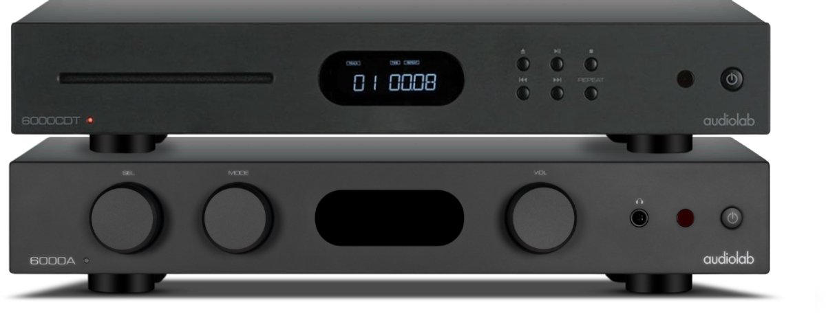 Audiolab 6000A MkII met 6000CDT Hifi Stereo Set – Versterker Audio – CD-transport – 2x 75 W – met DAC – Voor CD, TV (HDMI ARC) & Streaming – Zwart