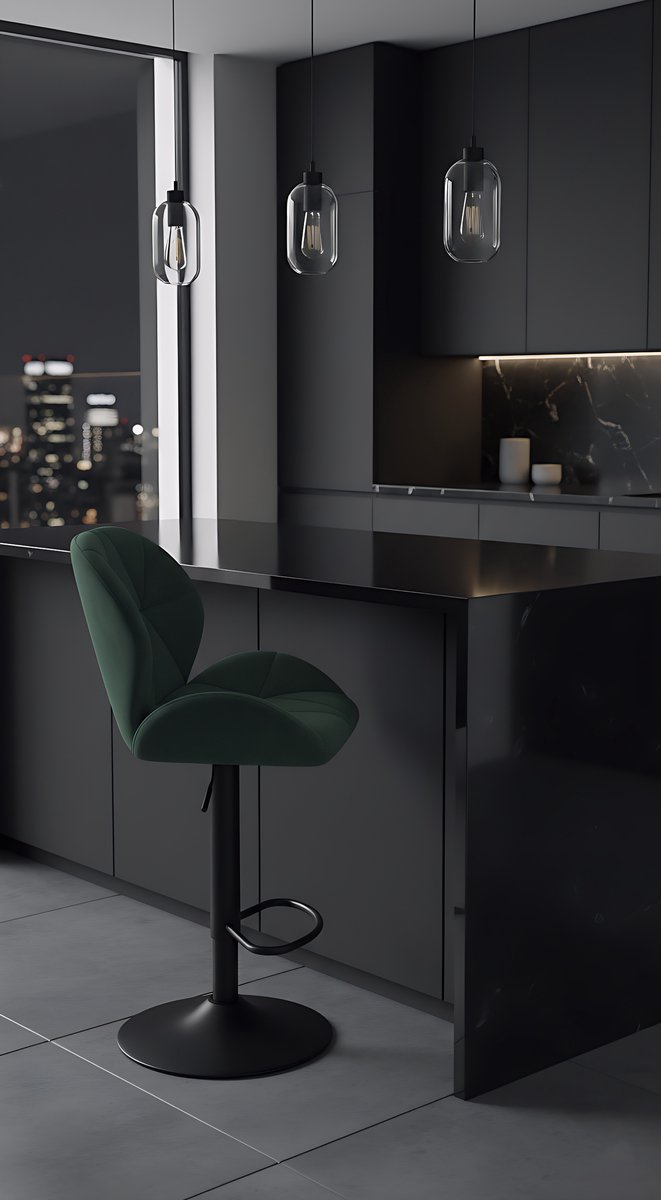 Set van 2 Design Barkrukken met Rugleuning - Verstelbare Barstoelen – Draaibare Fluwelen - Medahomestore