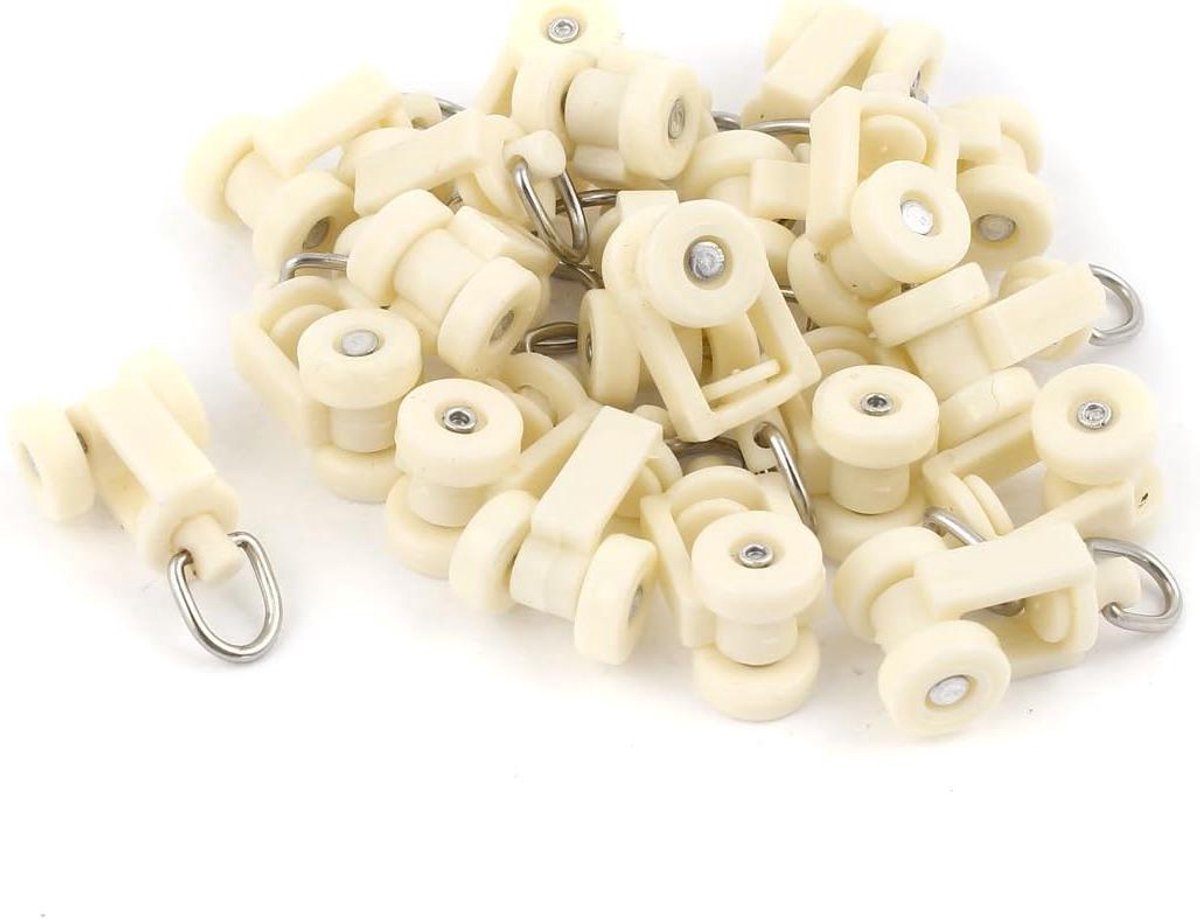 Provento - Wit Kunststof Gordijnrail Rollers 10mm Diameter - Set van 20 Stuks met Wielen
