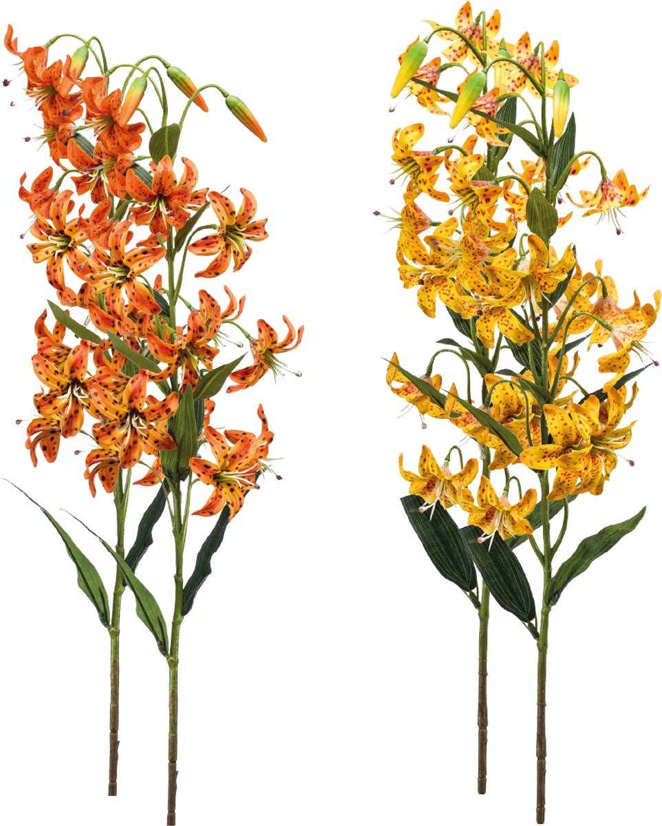 Emerald Kunstbloem Lelie 80cm Oranje - Set van 4 - Kunstplant voor binnen