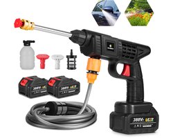 NewBeny Accu Hogedrukreiniger - 30 Bar Mobiele Drukreiniger - 300W - Draadloze Hogedrukreiniger - met 2x 3.0Ah Batterij - Voor Auto, Hekwerk, Vloerreiniging en Bewatering