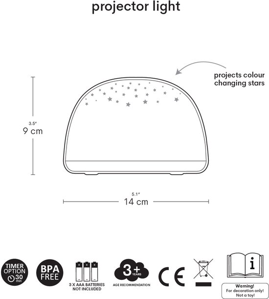 A Little Lovely Company - Projector lamp - sterrenprojector: Kersen van Merkloos — afbeelding 4