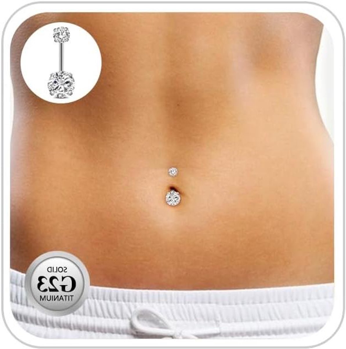 CSGoods - Titanium Navelstaafjes met Kristal in Diverse Kleuren, 14G 10MM 12MM - Voor Vrouwen