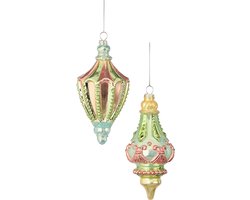 Viv! Christmas Kerstbal - Vintage Parisienne - set van 2 - glas - pastel - 16cm