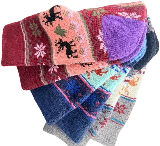 Baesics Alpaca wollen sokken 3-pack – Warme wintersokken voor dames & heren – Willekeurige kleurmix (kleurrijke mix) – Thermosokken, knuffelsokken, cadeau-idee voor Kerstmis, liefde, 39-42 EU