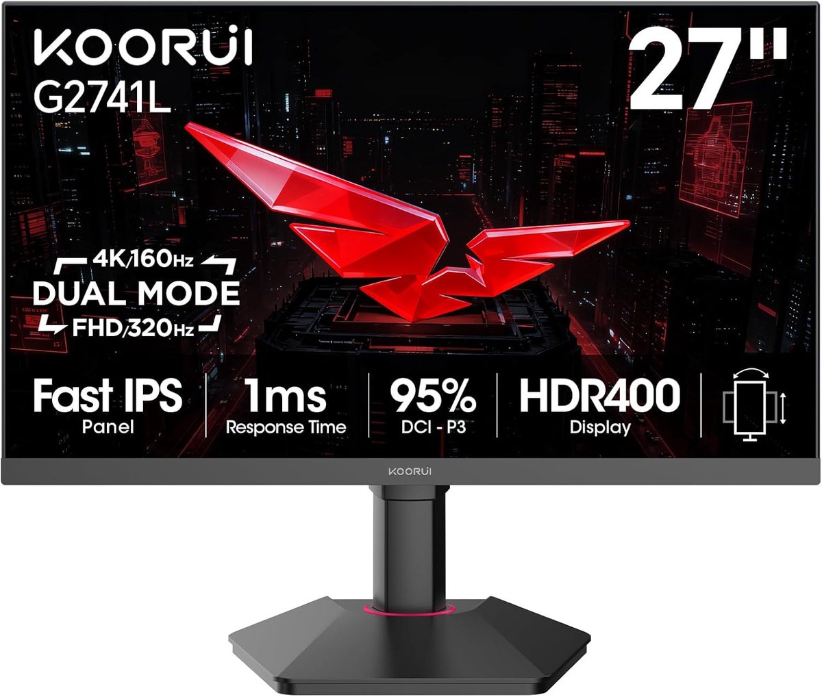 Koorui G2741L - 4K IPS Gaming Monitor - 27 Inch - 160 Hz - 1 ms