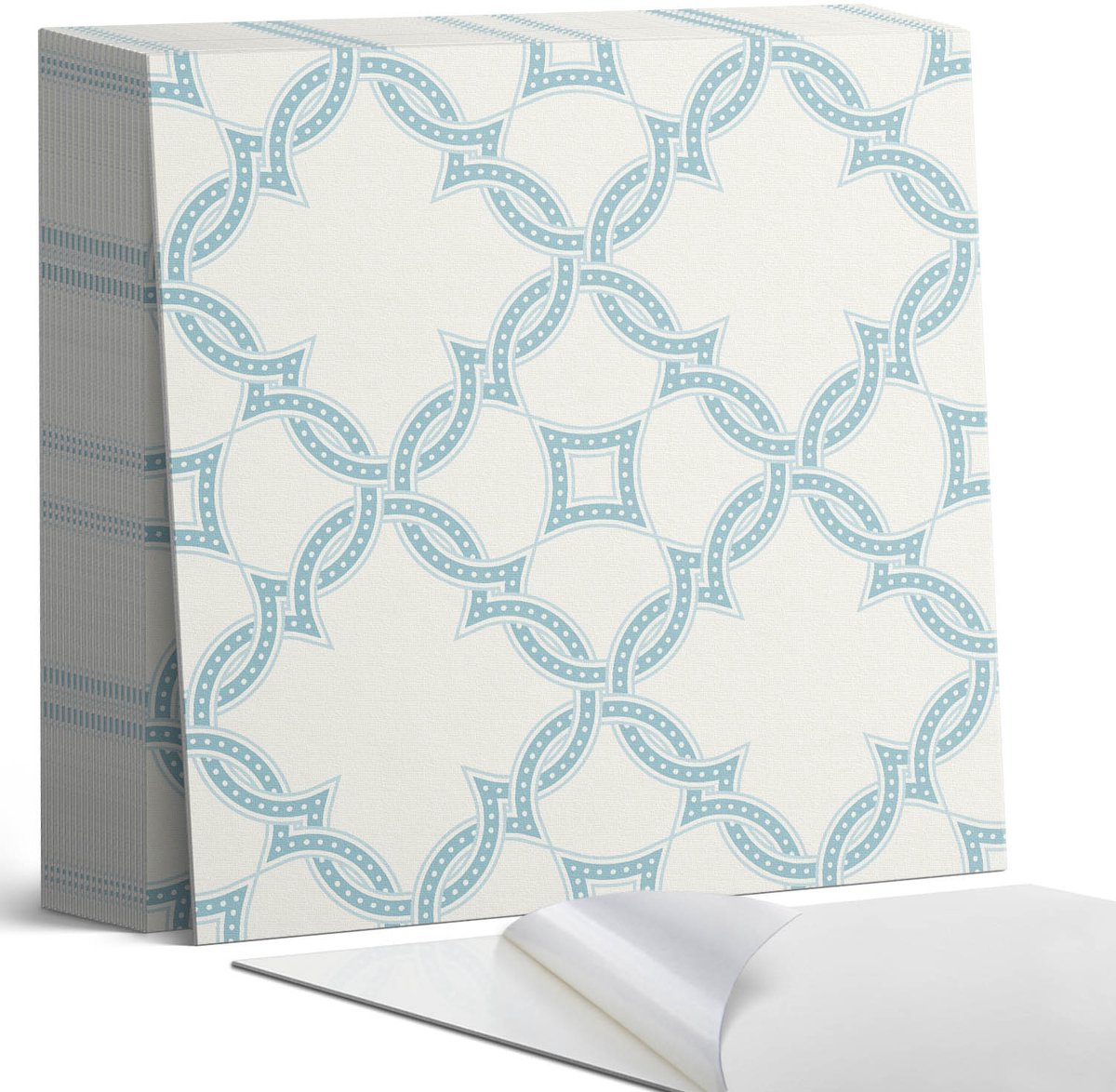 Coloray Plaktegels - Verweven patronen in een raster Zelfklevende Tegels - 20 cm x 20 cm - Turkoois Plaktegels - 20 stuks - Vierkant PVC Tegels - Plaktegels Badkamer - Plaktegels Vloer - Vinyltegels Vloer Zelfklevend - Wandtegel Zelfklevend