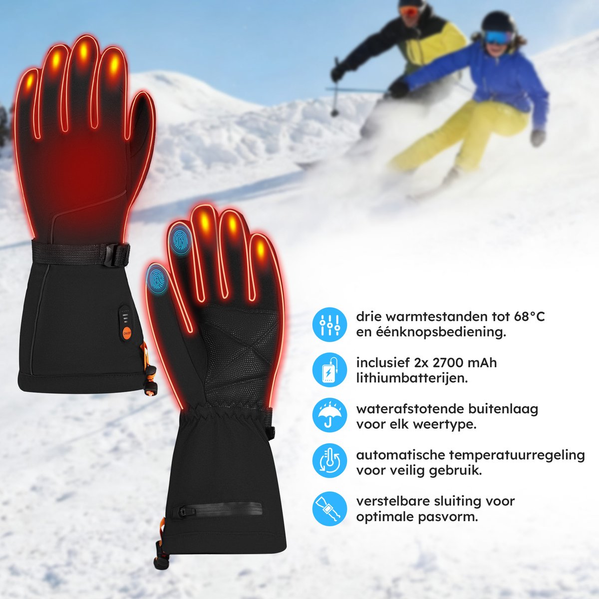 Verwarmde Handschoenen - Touchscreen Winter Elektrisch Verwarmde Handschoenen - 3-Stands Winddichte Wanten Warme Kleding Voor Autorijden Fietsen Skiën Wandelen Snowboarden
